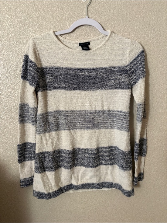 Calvin Klein Jeans Sweaters - Calvin Klein Jeans Cream and Navy Striped Crew Neck Sweater